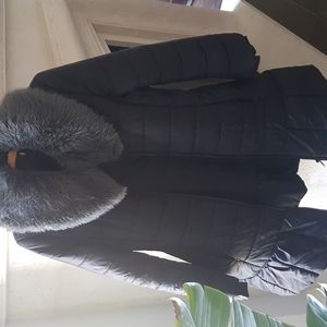 Winter jacket with real rabbit fur collar